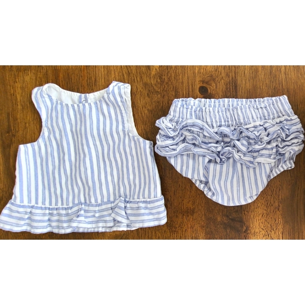 2 Piece Blue and White Stripe Outfit
